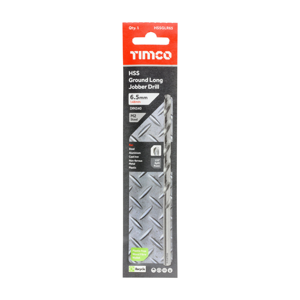 TIMCO Ground Long Jobber Drills HSS M2 - 6.5mm - Image