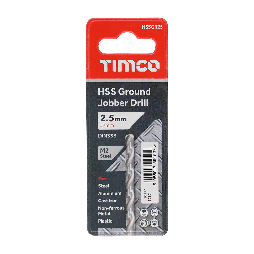 TIMCO Ground Jobber Drills HSS M2 - 2.5mm - Image