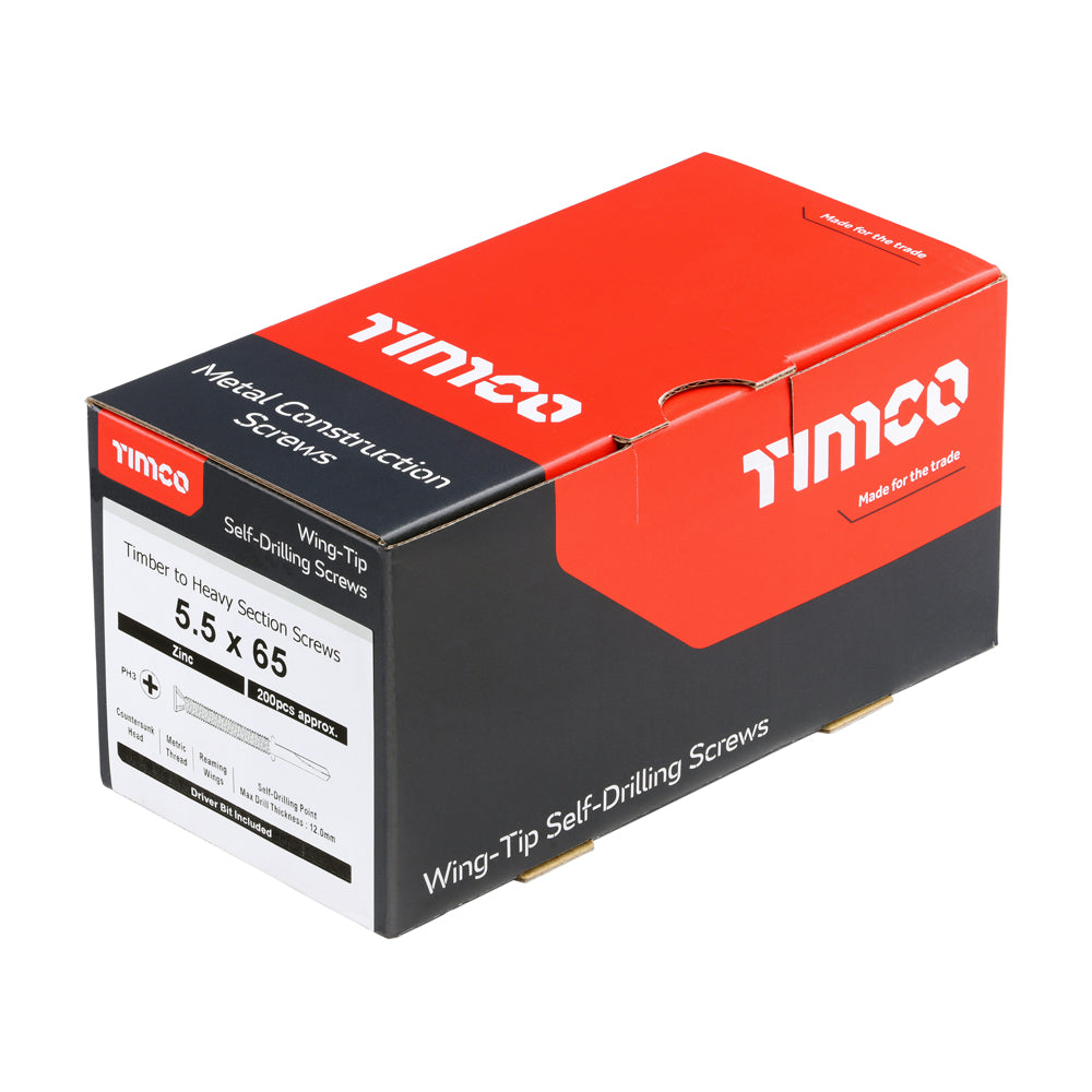 TIMCO Self-Drilling Wing-Tip Steel to Timber Heavy Section Silver Screws - 5.5 x 65 - Image