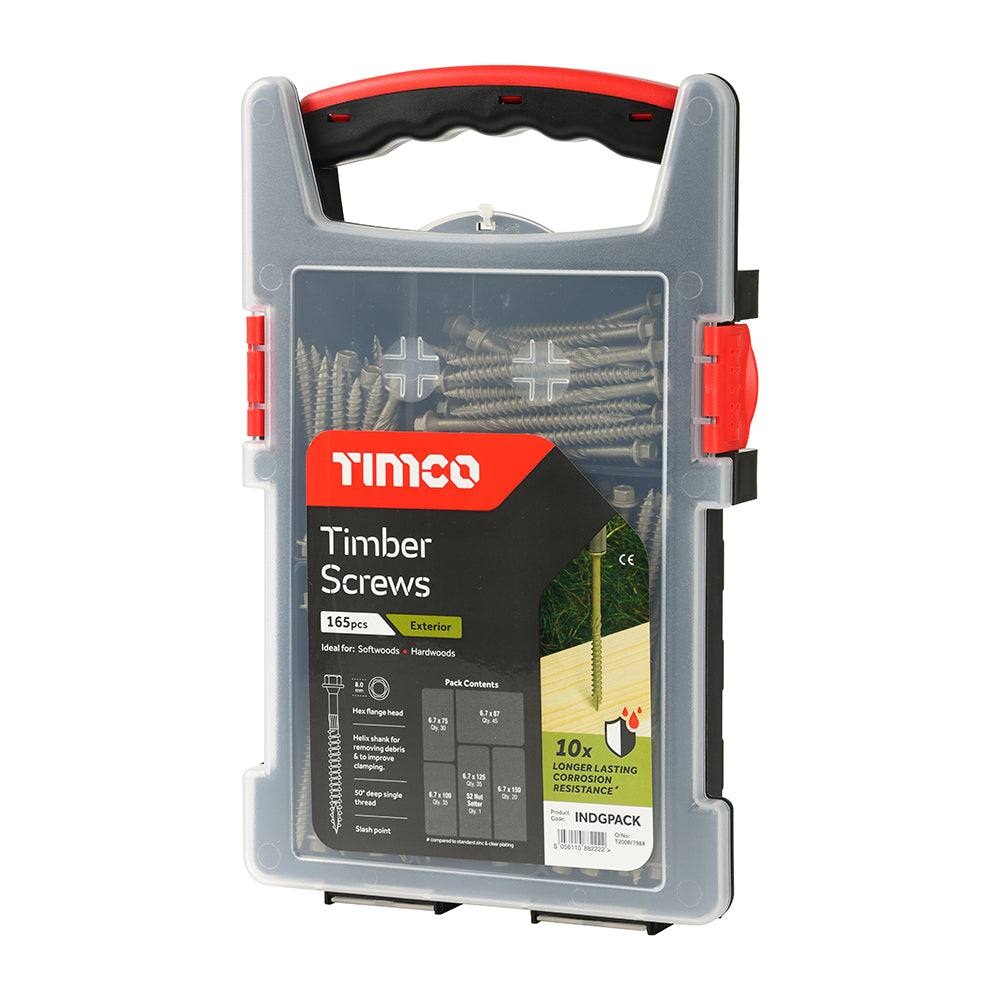 TIMCO Timber Screws Hex Flange Head Exterior Green - Mixed Grab Pack - 165pcs - Image