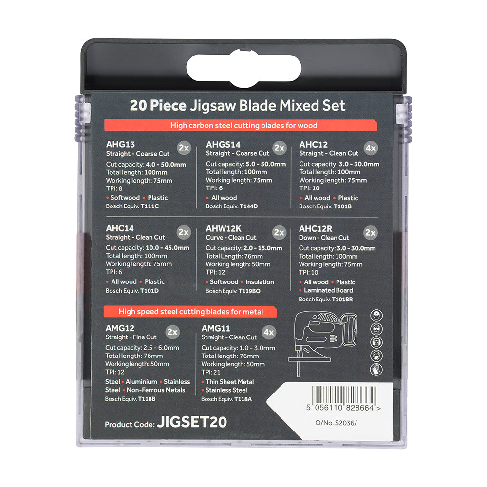 TIMCO Mixed Jigsaw Set Wood & Metal Cutting High Carbon Steel & HSS Blades - Mixed - Image