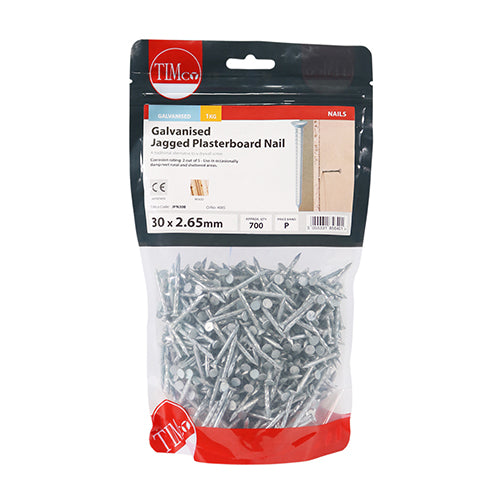 TIMCO Jagged Plasterboard Nails Galvanised - 30 x 2.65 - Image