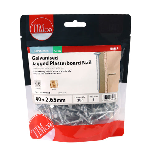 TIMCO Jagged Plasterboard Nails Galvanised - 40 x 2.65 - Image