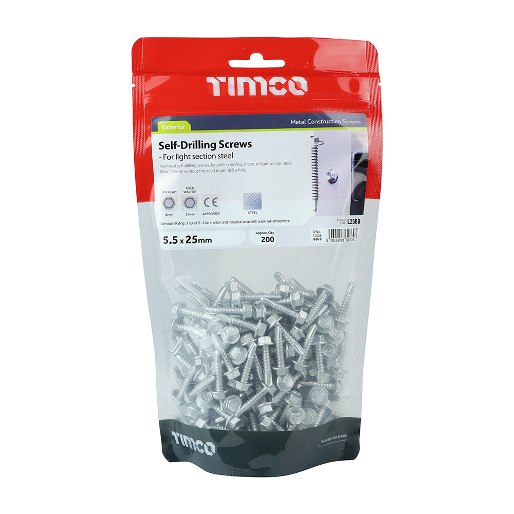 TIMCO Self-Drilling Light Section Screws Exterior Silver - 5.5 x 25 - Image