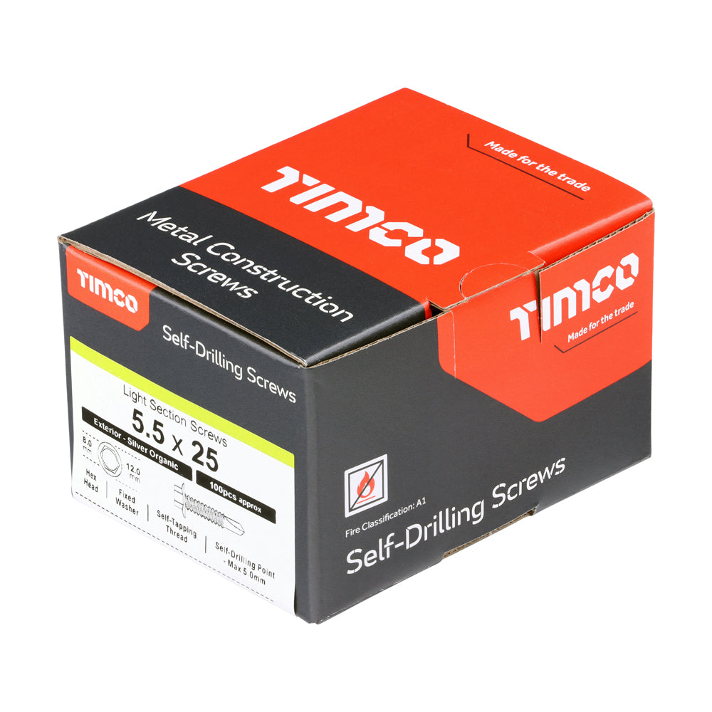 TIMCO Self-Drilling Light Section Screws Exterior Silver - 5.5 x 25 - Image