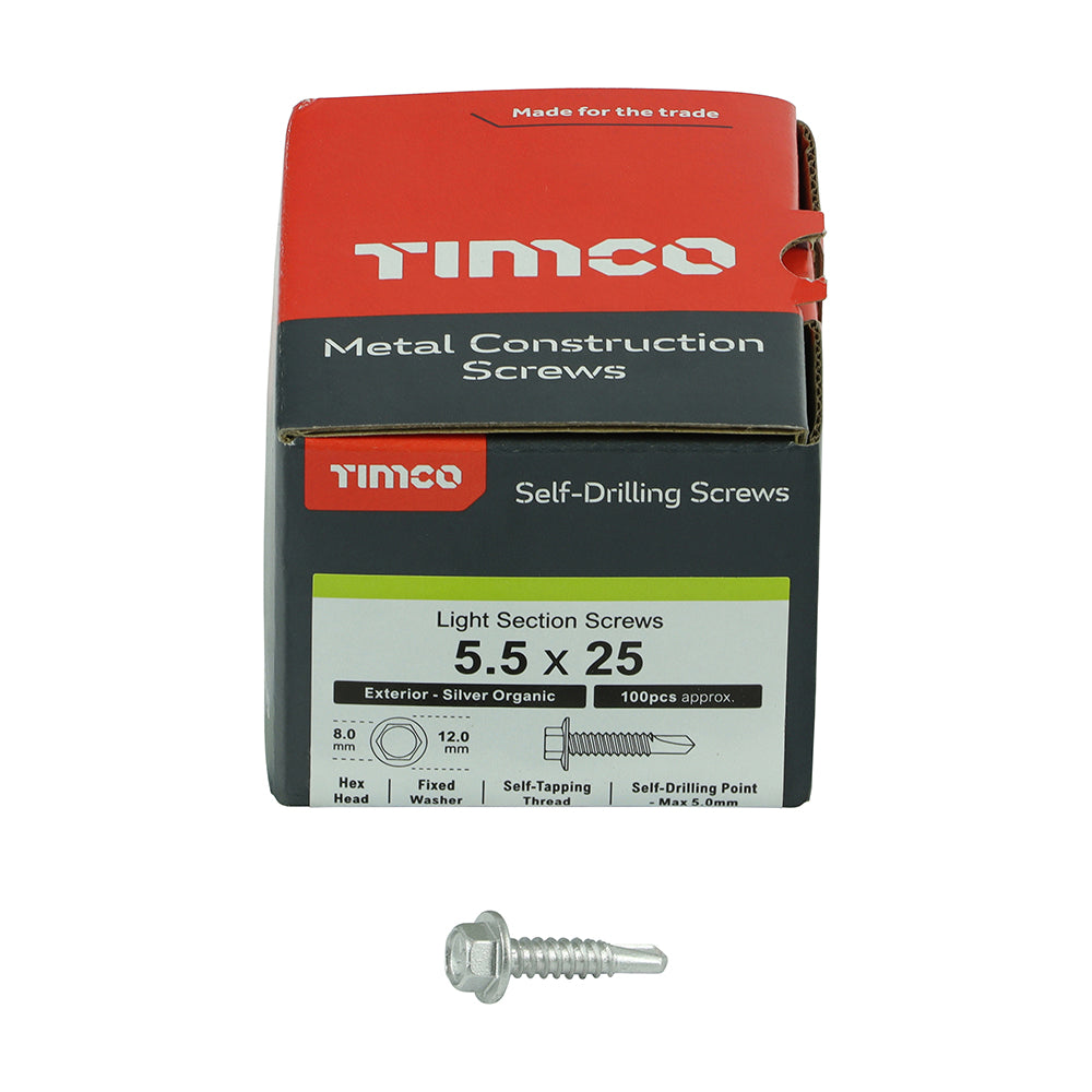TIMCO Self-Drilling Light Section Screws Exterior Silver - 5.5 x 25 - Image