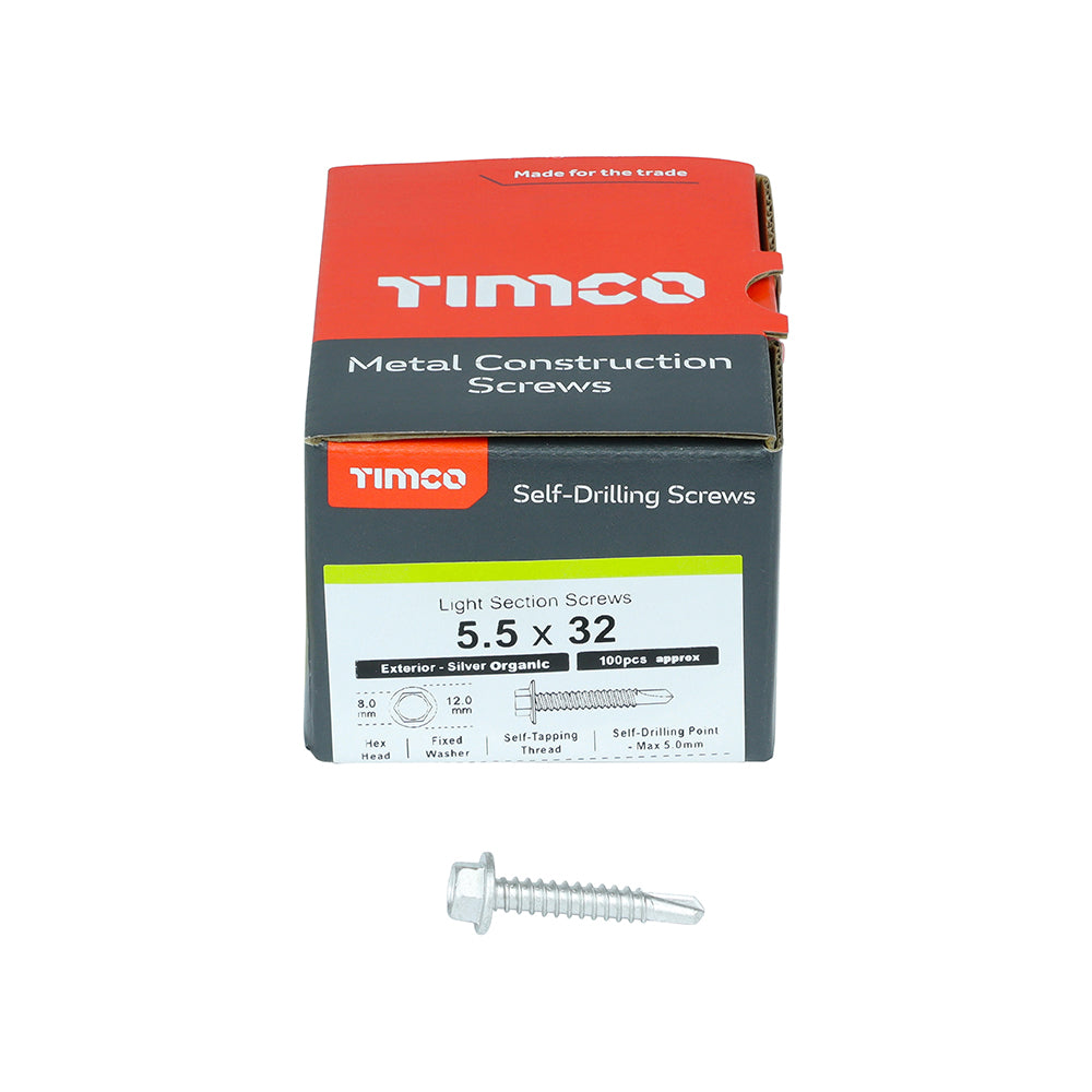 TIMCO Self-Drilling Light Section Screws Exterior Silver - 5.5 x 32 - Image