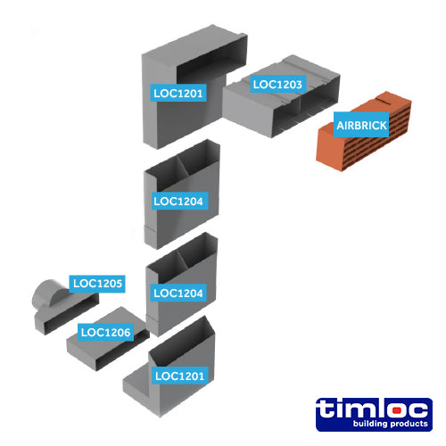 Timloc Telescopic Underfloor Vent Black - 5 to 7 courses - Image