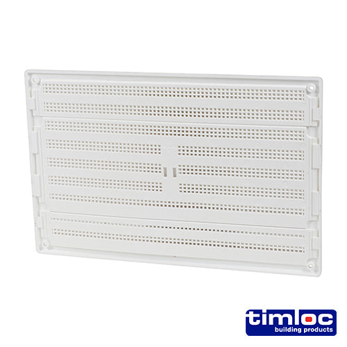 Timloc Internal Plastic Louvre Grille Vent with Flyscreen White - 260 x 170mm - Image