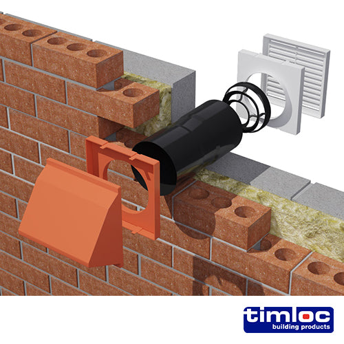 Timloc Aero Core Through-Wall Vent Set with Baffle Terracotta - Ø127 x 350mm - Image