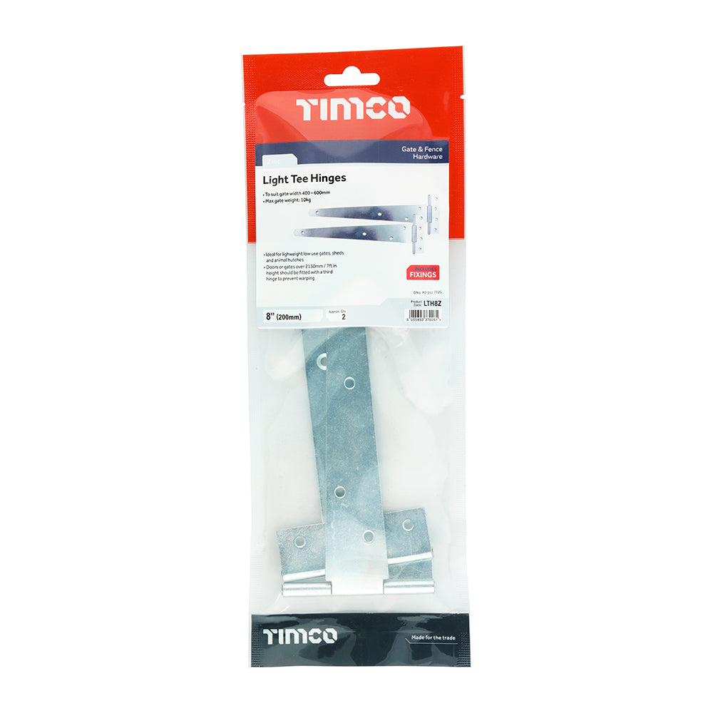 TIMCO Light Tee Hinges Zinc - 8" - Image