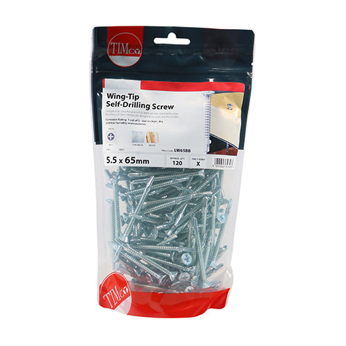 TIMCO Self-Drilling Wing-Tip Steel to Timber Light Section Silver Screws - 5.5 x 65 - Image