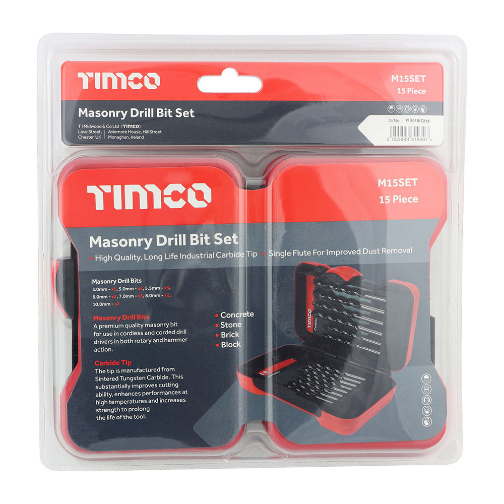 TIMCO Masonry Drill Bit Set - 15pc - Image