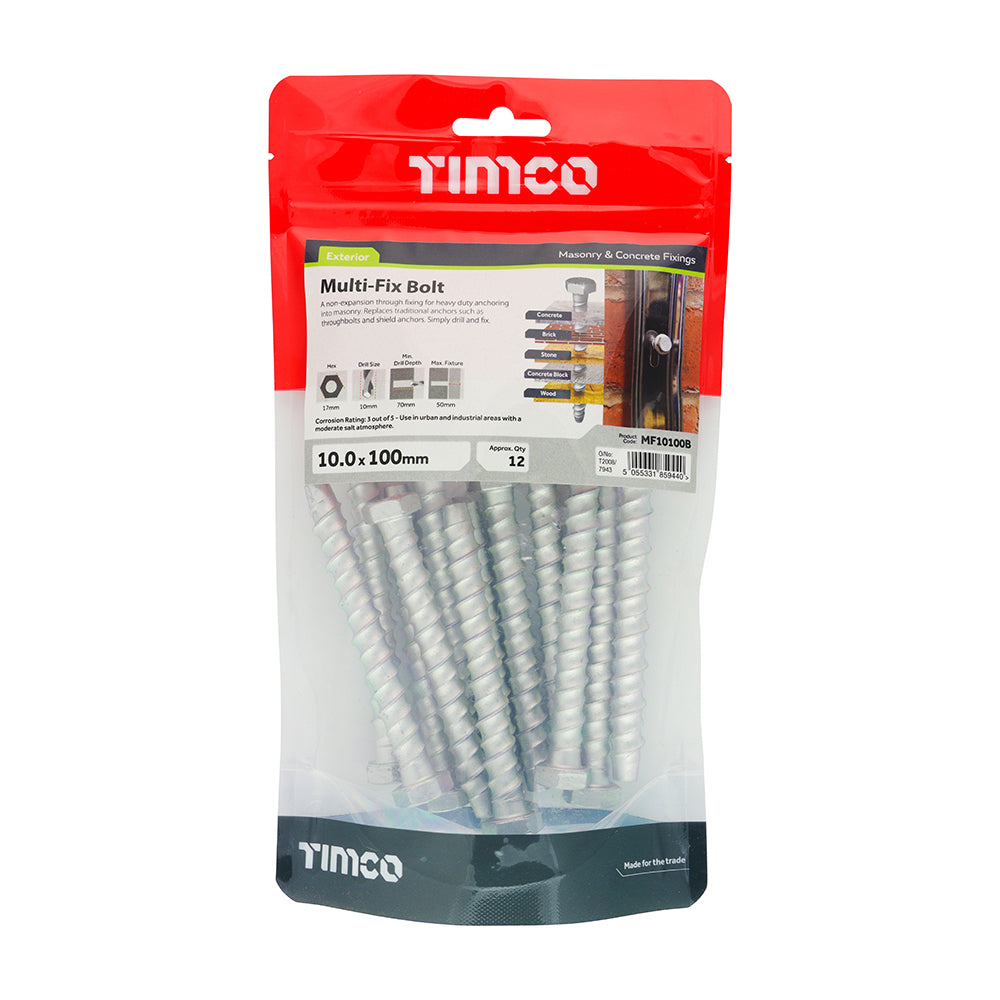 TIMCO Multi-Fix Bolts Hex Head Exterior Silver - 10.0 x 100 - Image