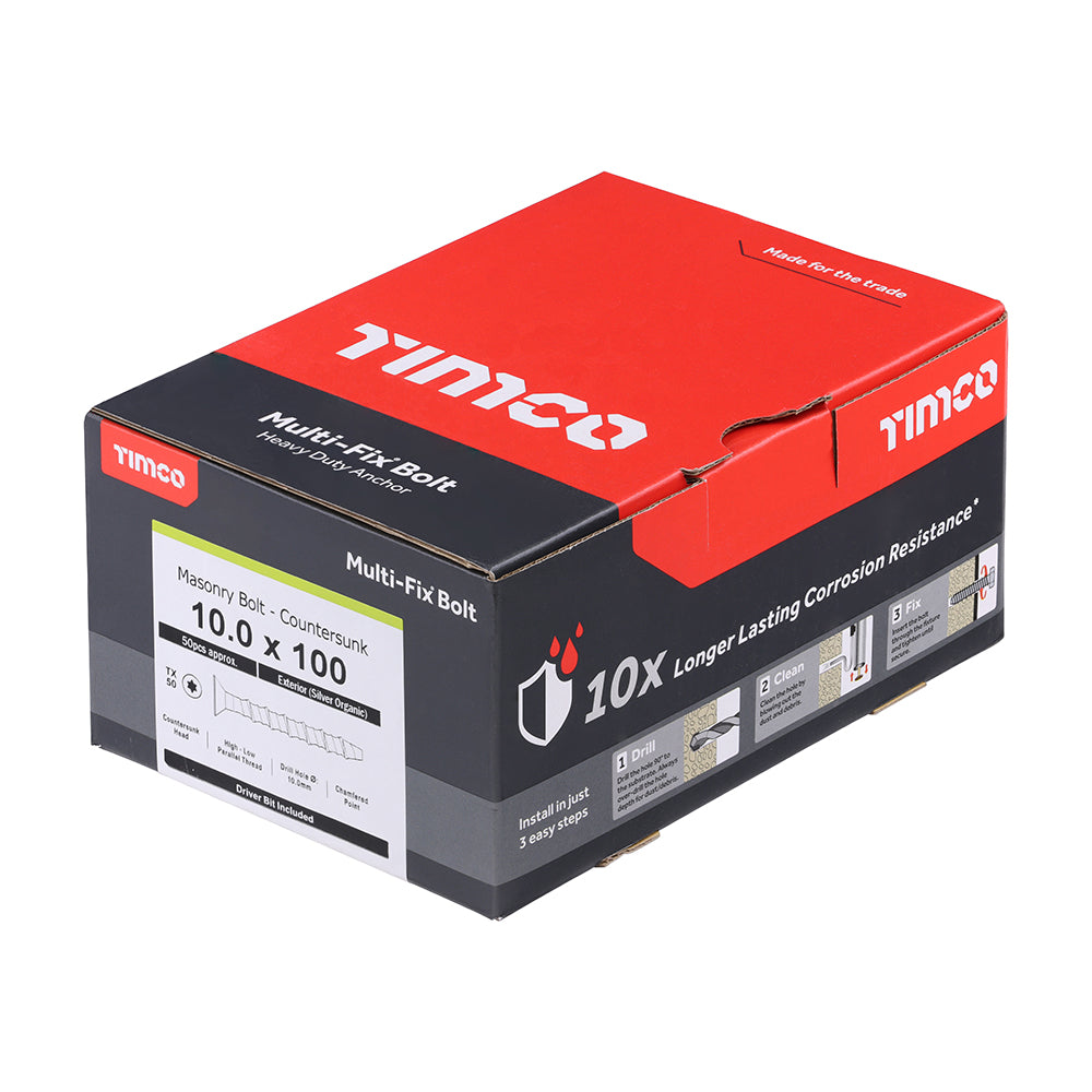 TIMCO Multi-Fix Bolt Countersunk Exterior Silver - 10.0 x 100/M12 - Image