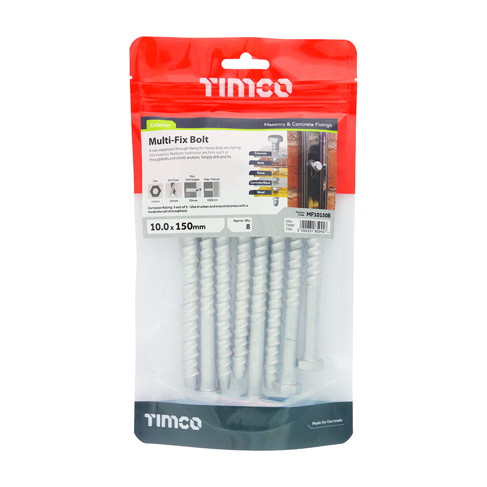 TIMCO Multi-Fix Bolts Hex Head Exterior Silver - 10.0 x 150 - Image