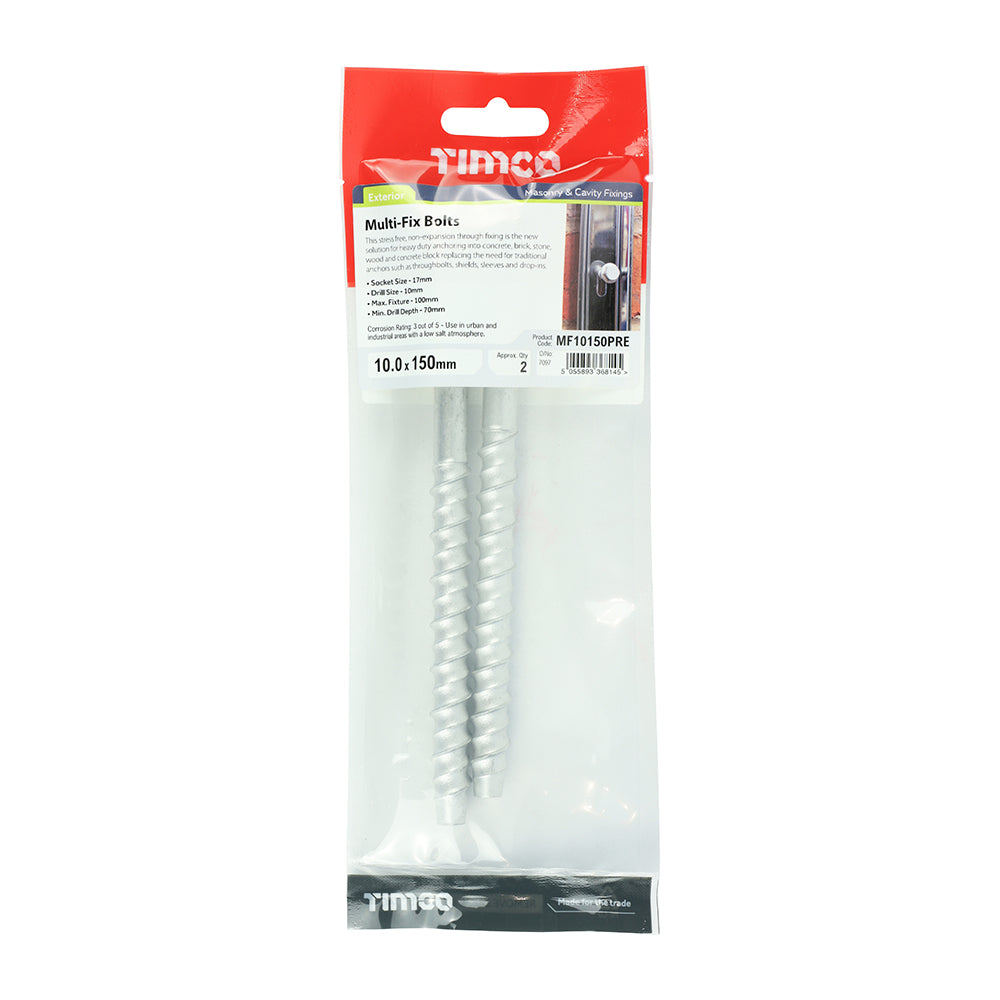 TIMCO Multi-Fix Bolts Hex Head Exterior Silver - 10.0 x 150 - Image
