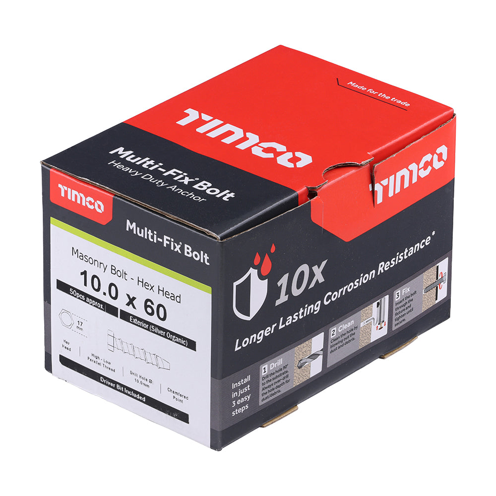 TIMCO Multi-Fix Bolts Hex Head Exterior Silver - 10.0 x 60 - Image