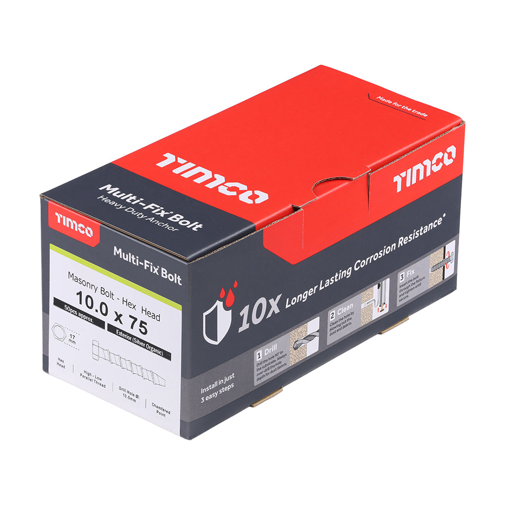 TIMCO Multi-Fix Bolts Hex Head Exterior Silver - 10.0 x 75 - Image