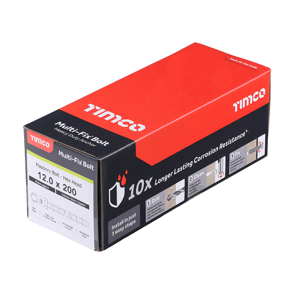 TIMCO Multi-Fix Bolts Hex Head Exterior Silver - 12.0 x 200 - Image