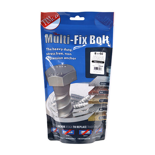 TIMCO Multi-Fix Bolts Hex Head Exterior Silver - 8.0 x 60 - Image