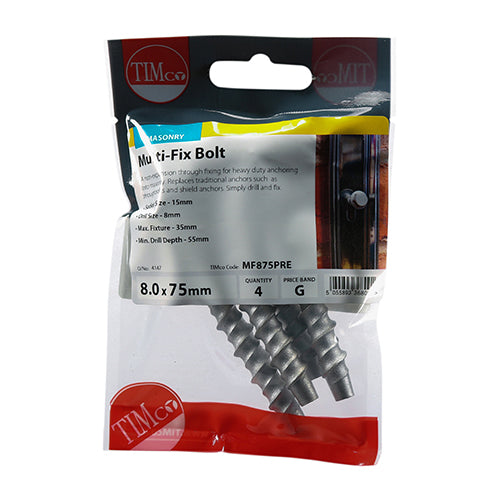 TIMCO Multi-Fix Bolts Hex Head Exterior Silver - 8.0 x 75 - Image