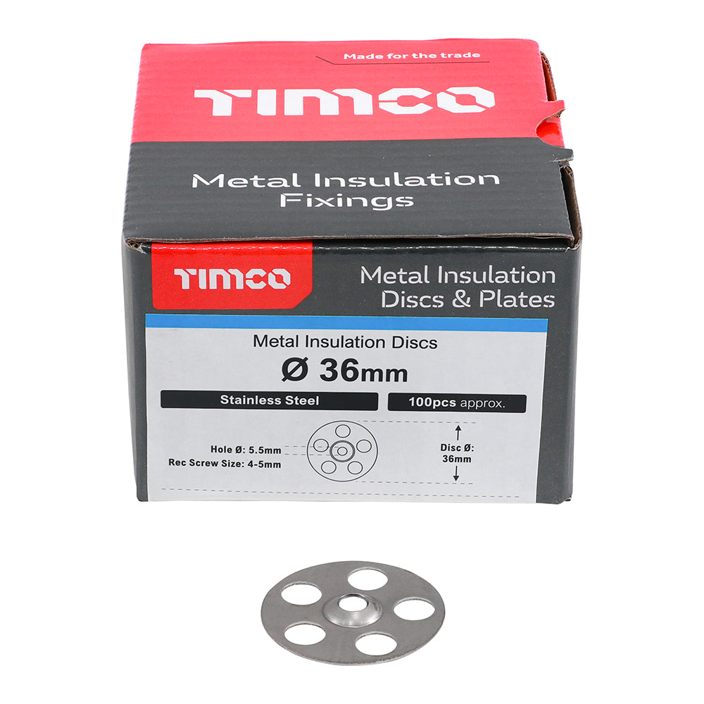 TIMCO Metal Insulation Disc Stainless Steel - 36mm - Image
