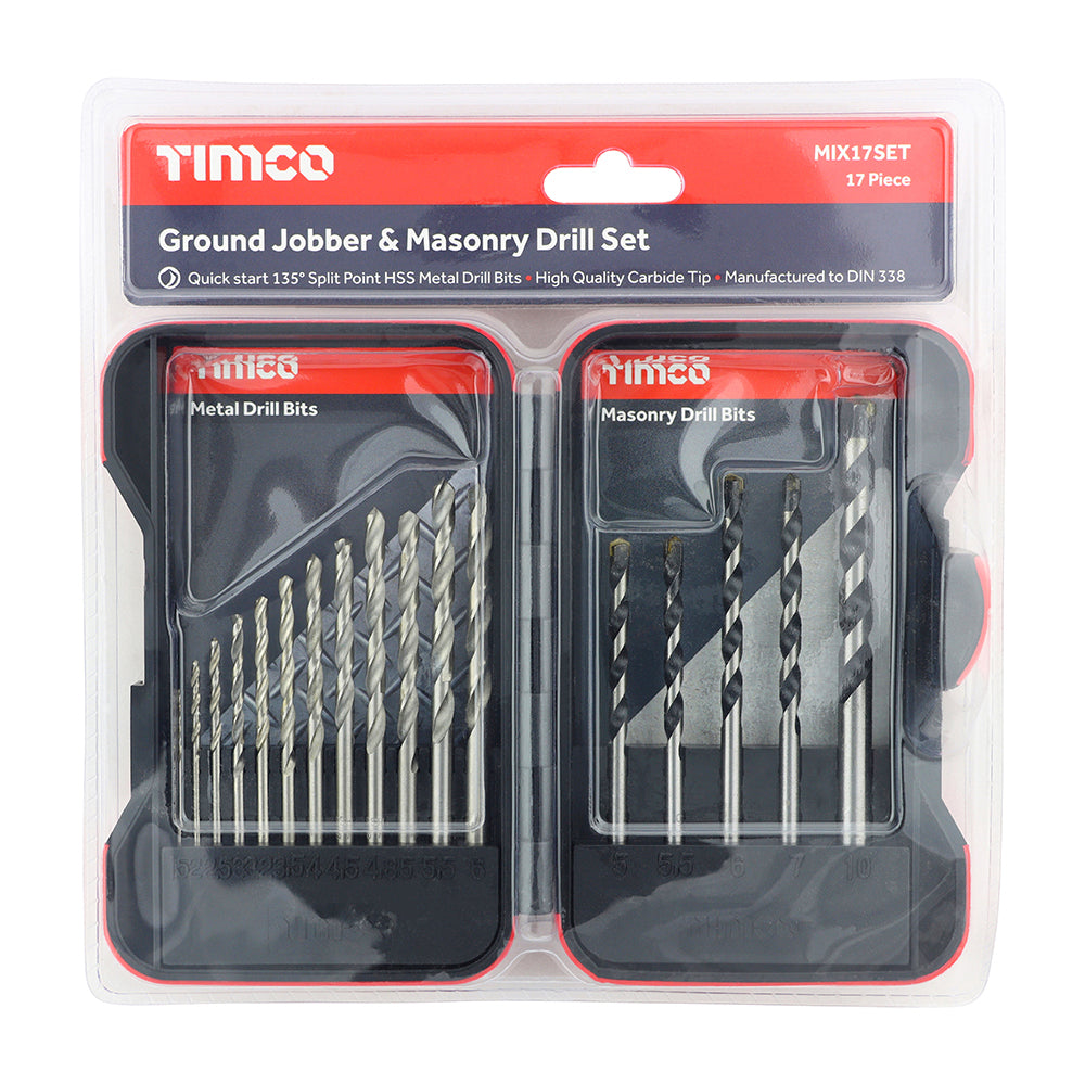 TIMCO Ground Jobber & Masonry Drill Set - 17pc - Image