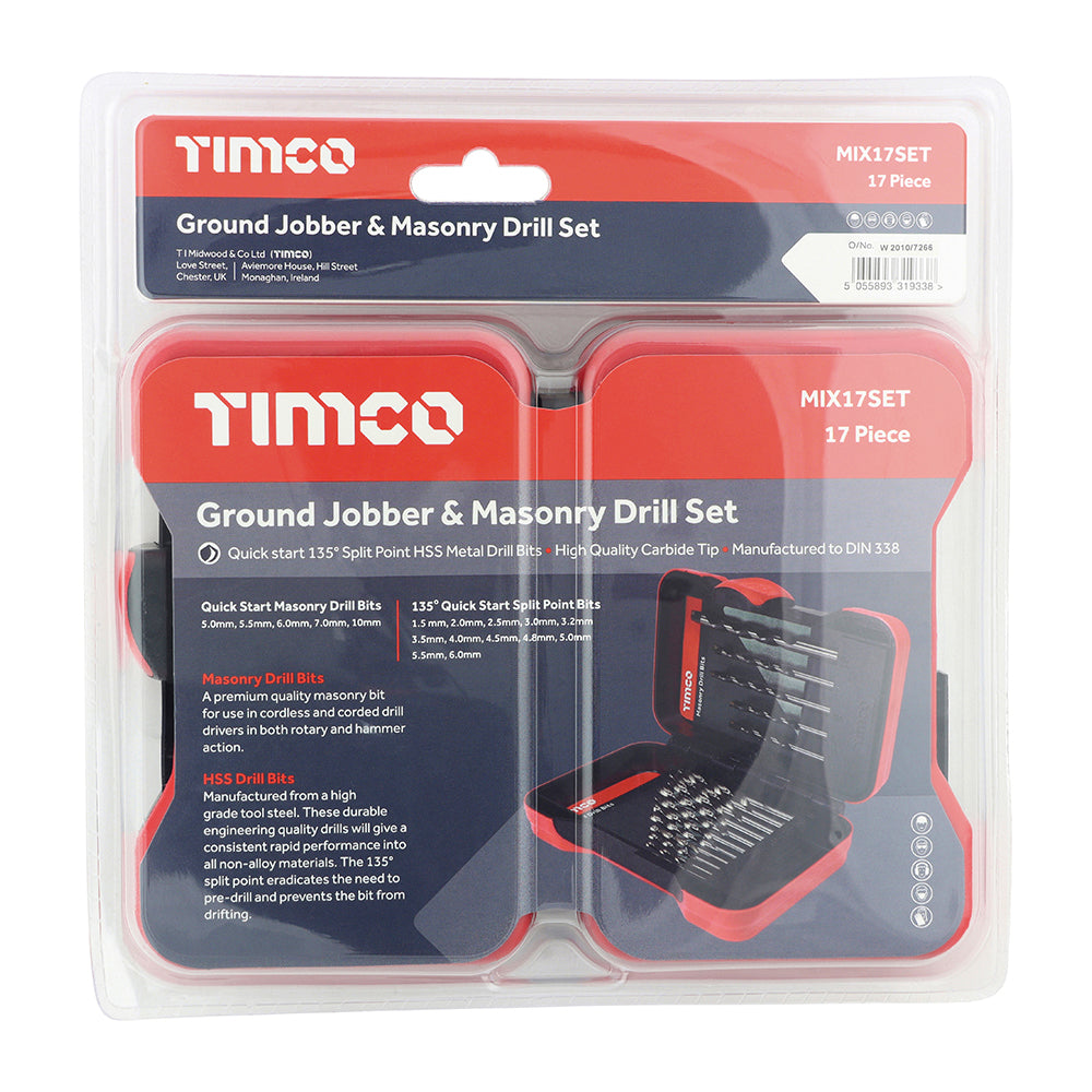 TIMCO Ground Jobber & Masonry Drill Set - 17pc - Image