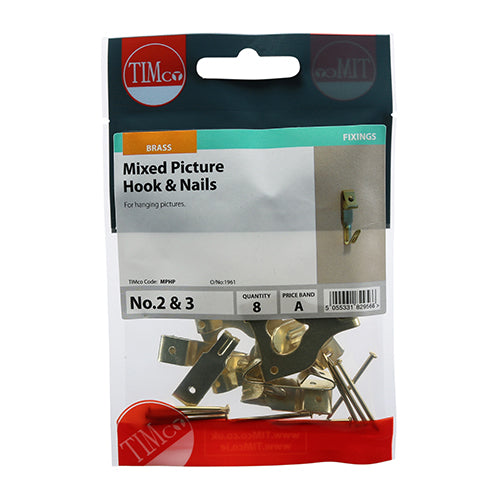 TIMCO Mixed Picture Hanging Hooks Electro Brass - Mixed - Image