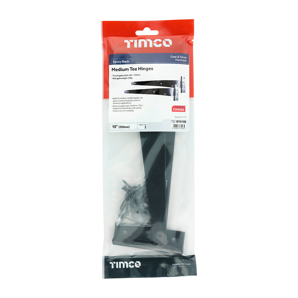 TIMCO Medium Tee Hinges Black - 10" - Image