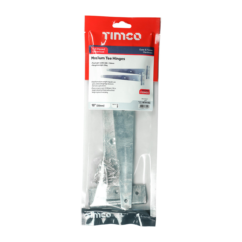 TIMCO Medium Tee Hinges Hot Dipped Galvanised - 10" - Image