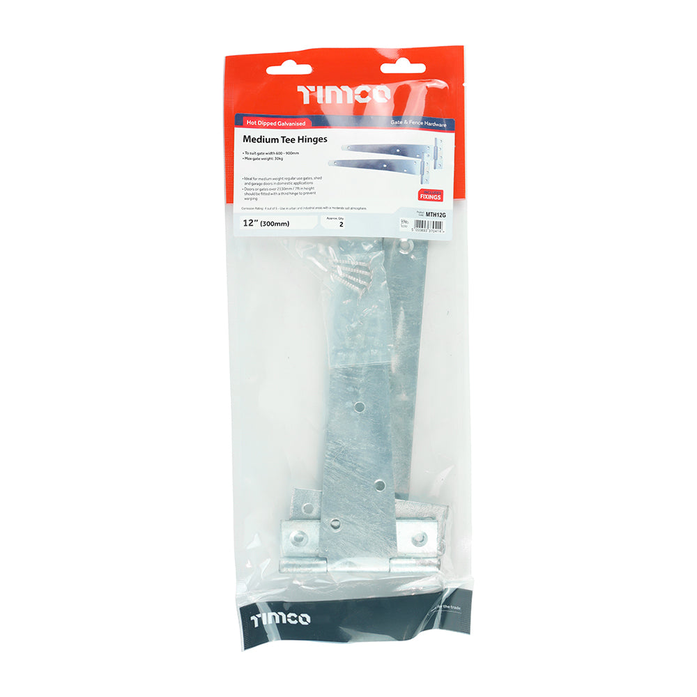TIMCO Medium Tee Hinges Hot Dipped Galvanised - 12" - Image