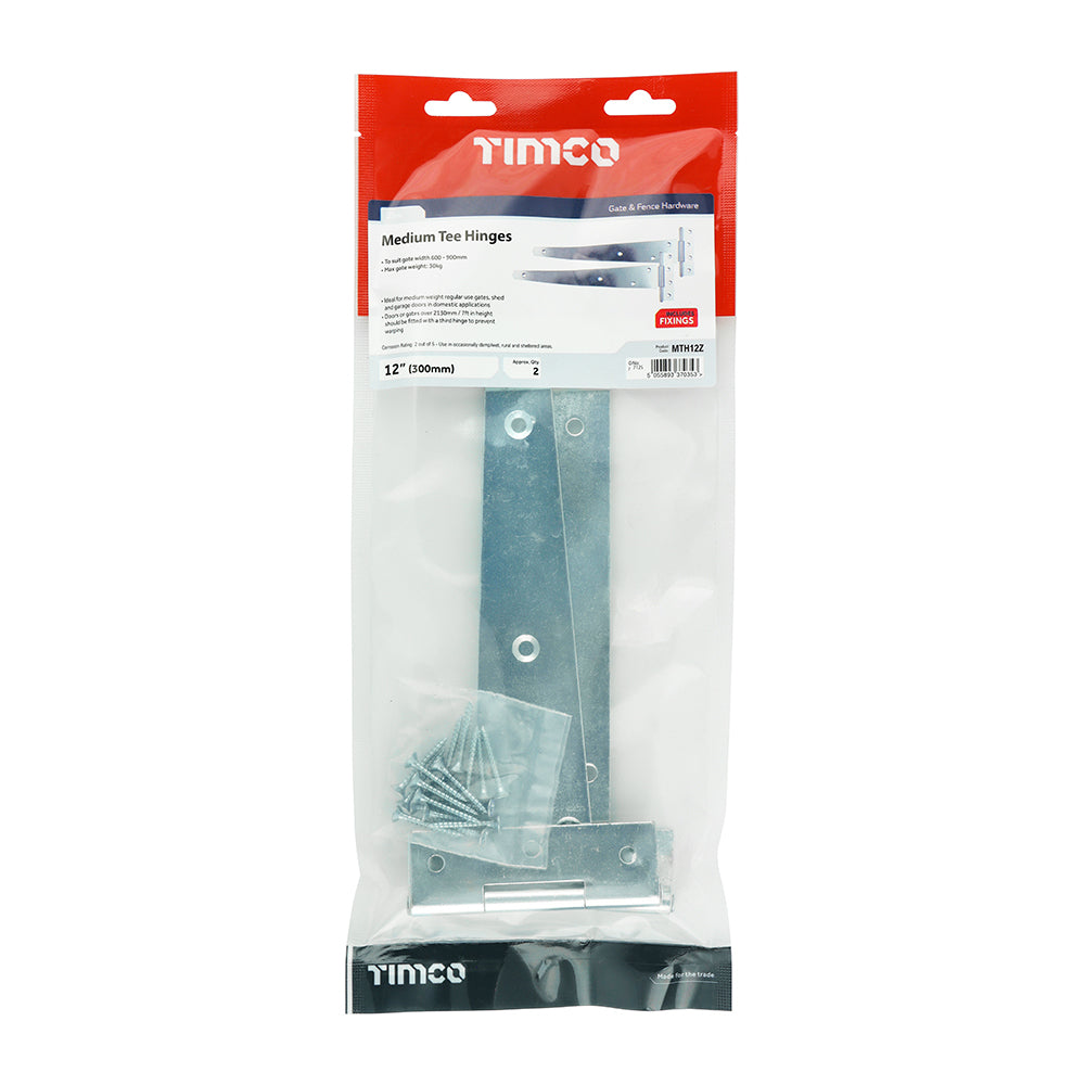 TIMCO Medium Tee Hinges Zinc - 12" - Image