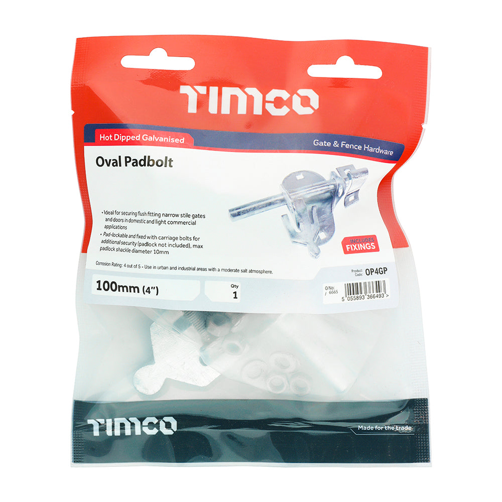 TIMCO Oval Padbolt Hot Dipped Galvanised - 4" - Image