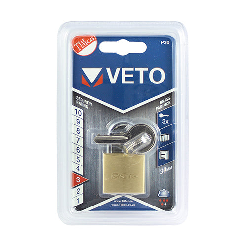 TIMCO Brass Padlock - 30mm - Image
