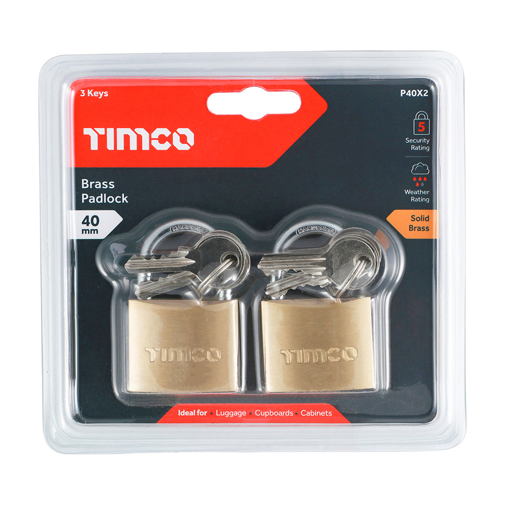 TIMCO Brass Padlock - 40mm - Image