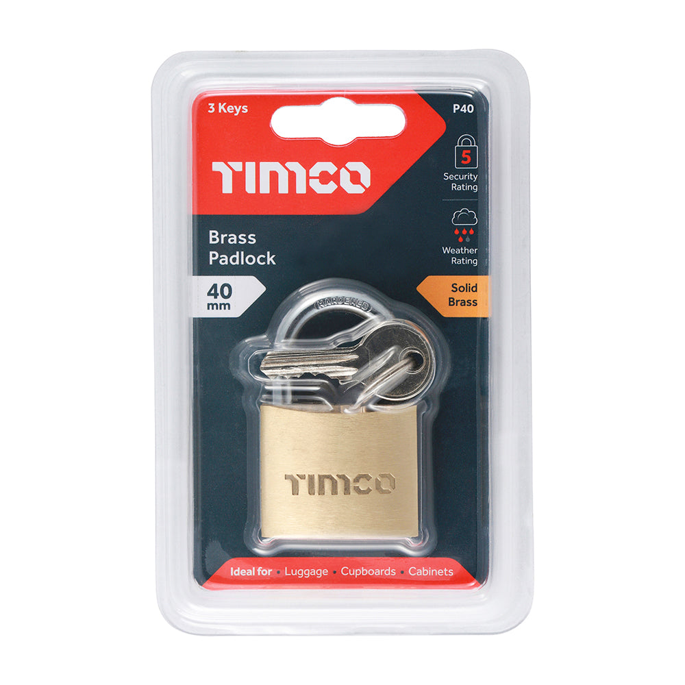 TIMCO Brass Padlock - 40mm - Image