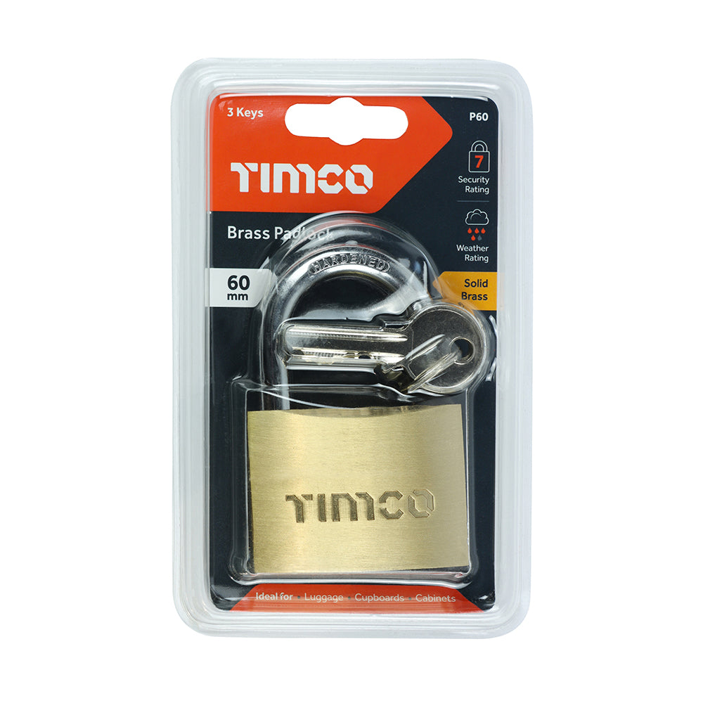 TIMCO Brass Padlock - 60mm - Image