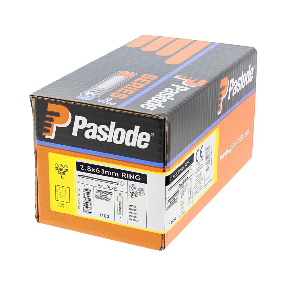 Paslode IM360Ci Nails & Fuel Cells Retail Pack Ring Shank Stainless Steel - 2.8 x 63/1CFC - Image