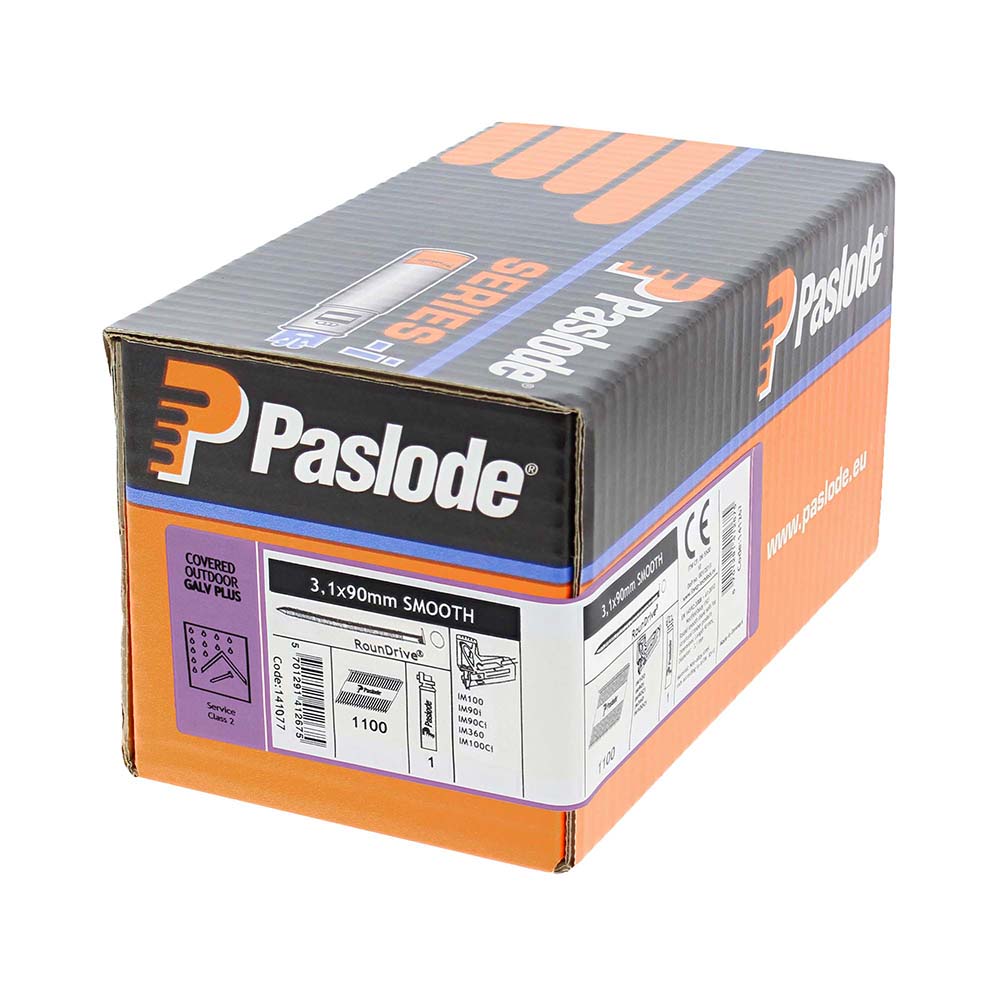 Paslode IM360Ci Nails & Fuel Cells Retail Pack Plain Shank Galvanised + - 3.1 x 90/1CFC - Image