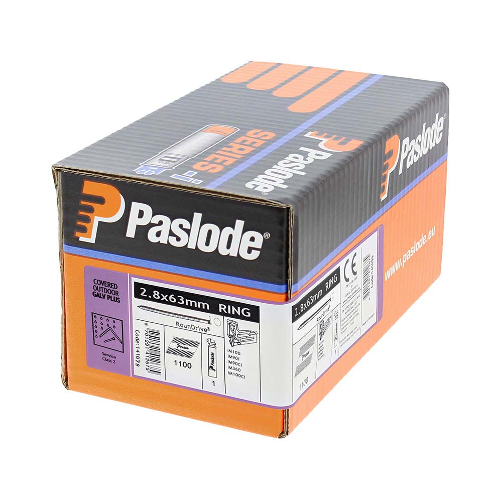 Paslode IM360Ci Nails & Fuel Cells Retail Pack Ring Shank Galvanised + - 2.8 x 63/1CFC - Image