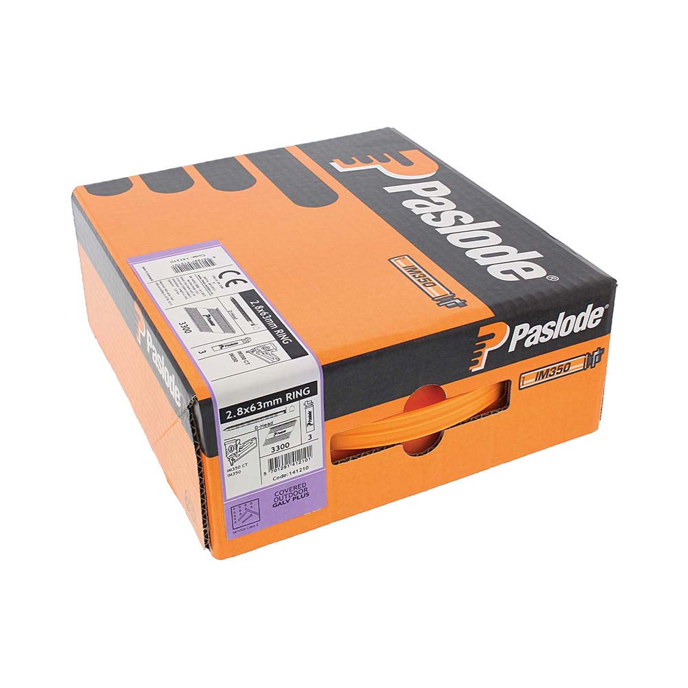Paslode IM350+ Nails & Fuel Cells Trade Pack Ring Shank Galvanised + - 2.8 x 63/3CFC - Image