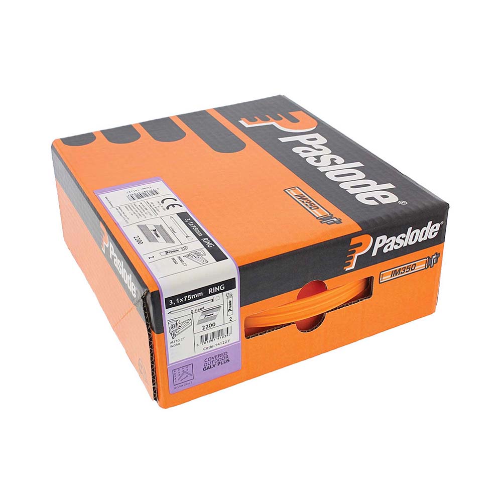 Paslode IM350+ Nails & Fuel Cells Trade Pack Ring Shank Galvanised + - 3.1 x 75/2CFC - Image