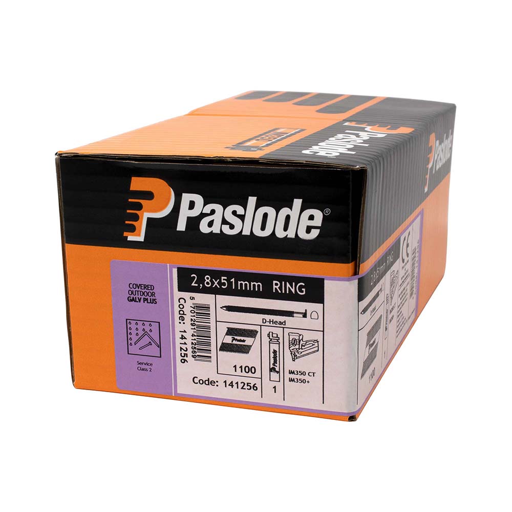 Paslode IM350+ Nails & Fuel Cells Retail Pack Ring Shank Galvanised + - 2.8 x 51/1CFC - Image