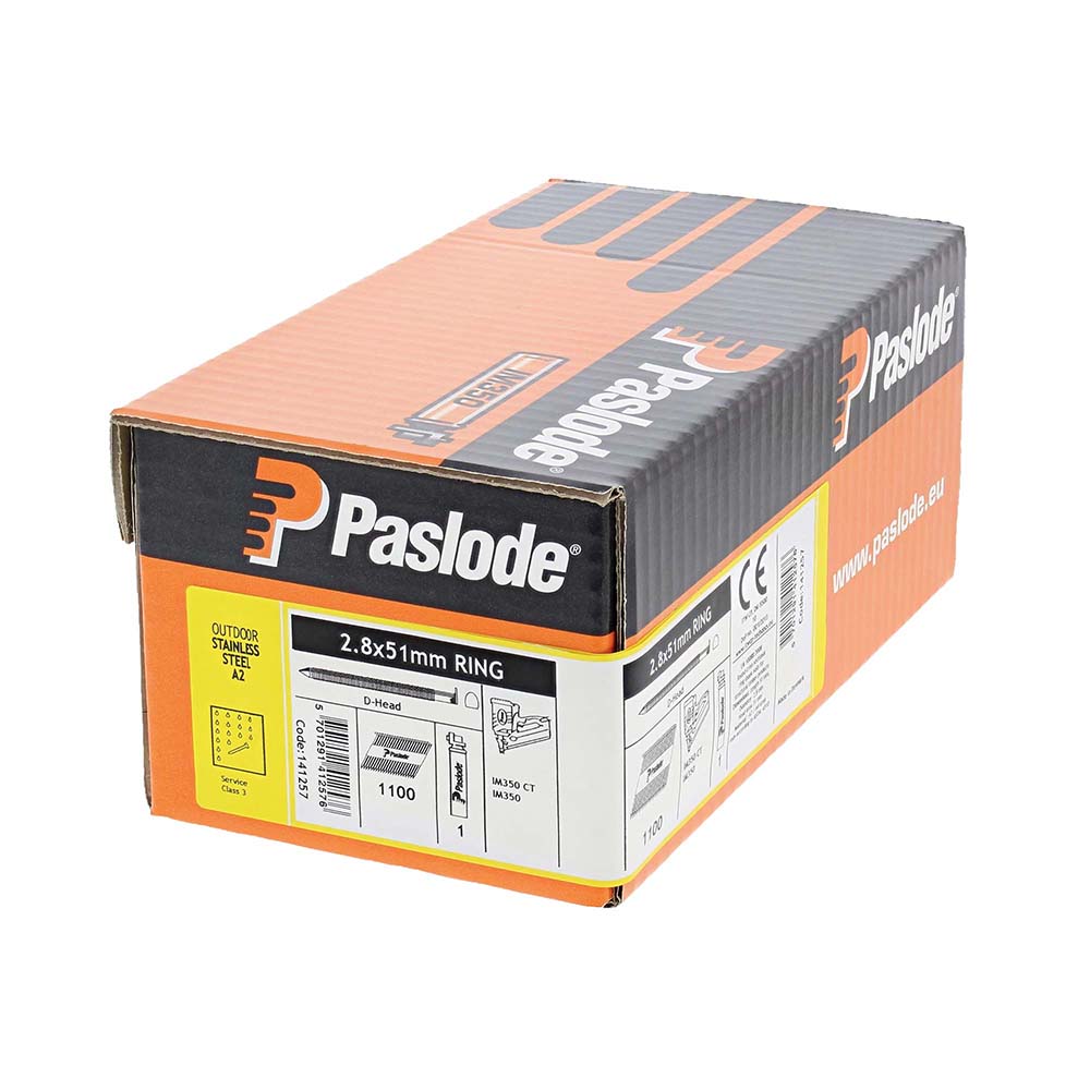 Paslode IM350+ Nails & Fuel Cells Retail Pack Ring Shank Stainless Steel - 2.8 x 51/1CFC - Image