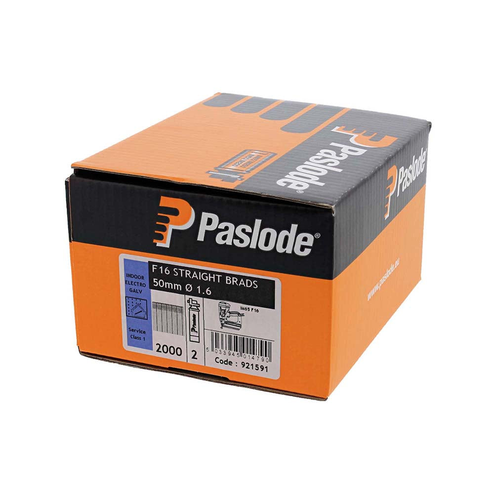 Paslode IM65 Brads & Fuel Cells Pack Straight Electro Galvanised - 16g x 50/2BFC - Image