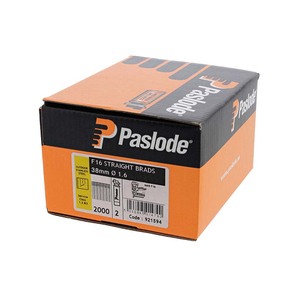 Paslode IM65 Brads & Fuel Cells Pack Straight Stainless Steel - 16g x 38/2BFC - Image