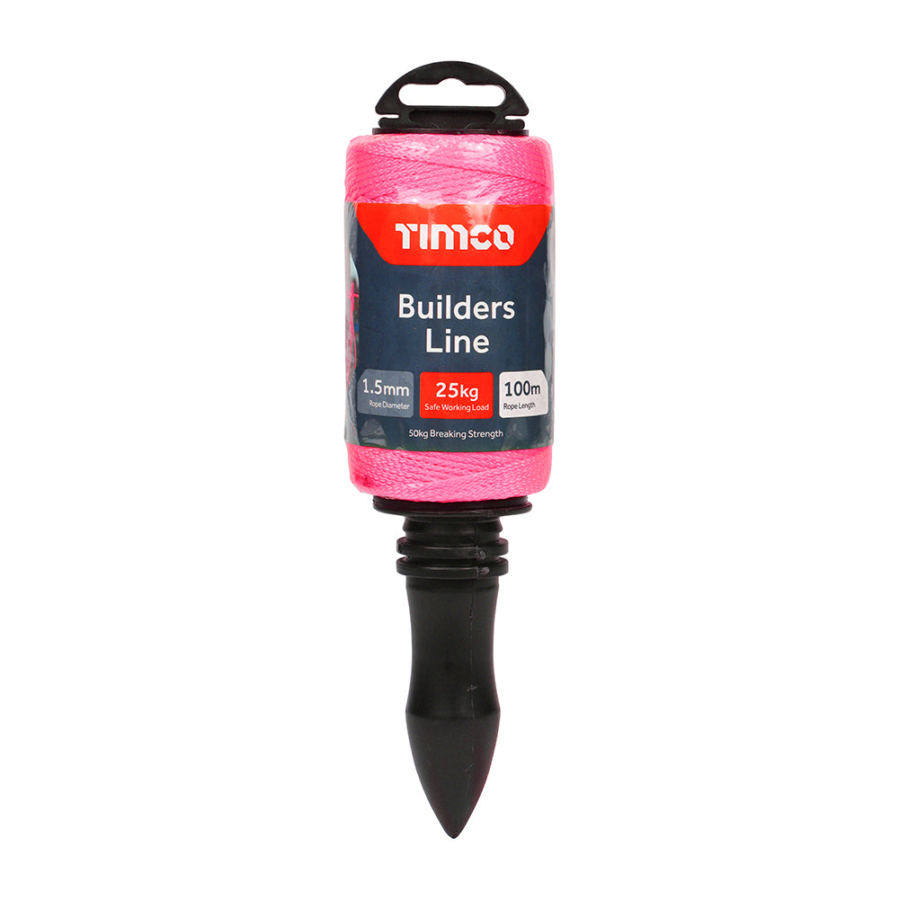 TIMCO Nylon Builders Line on Winder Pink - 1.5mm x 100m - Image