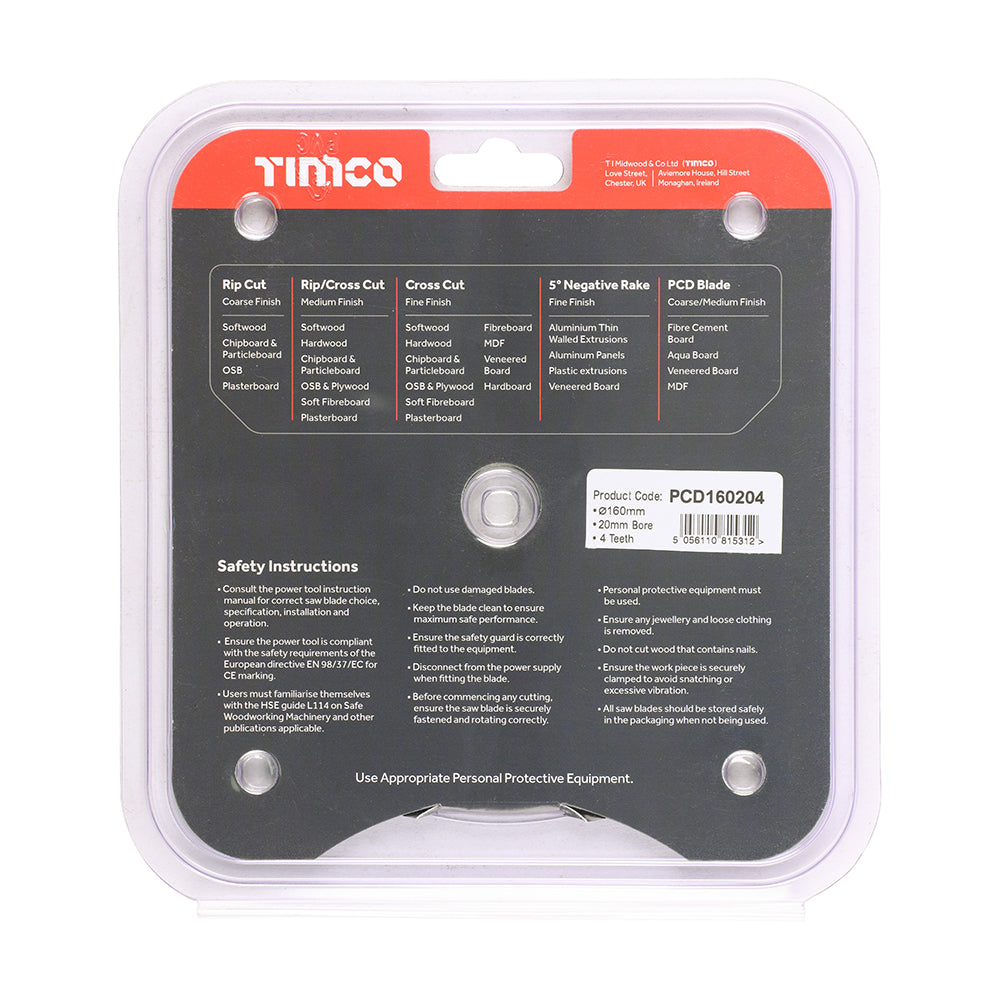 TIMCO PCD Fibre Cement Saw Blade - 160 x 20 x 4T - Image